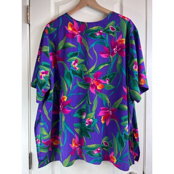 Koret Vibrant Floral Blouse - Purple, Green, Pink - Picture 2 of 10